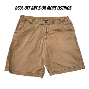 Men's Tan Shorts Size 36 Flat Front Pockets Neutral